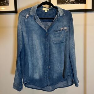 Soft Blue Denim Button Down Shirt